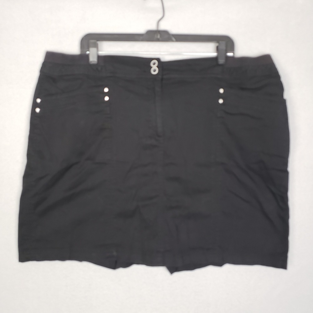Karen Scott Skort Mini Skirt Black Cotton Casual Summer Vacation Travel Size 14W